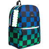 Kane Double Pocket Backpack, Blue Checkerboard - Backpacks - 2