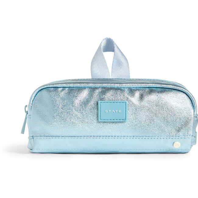 Clinton Pencil Case, Blue Metallic