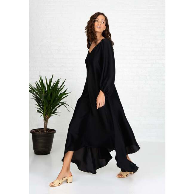 Isabelle Silk Dress, Black - Dresses - 5