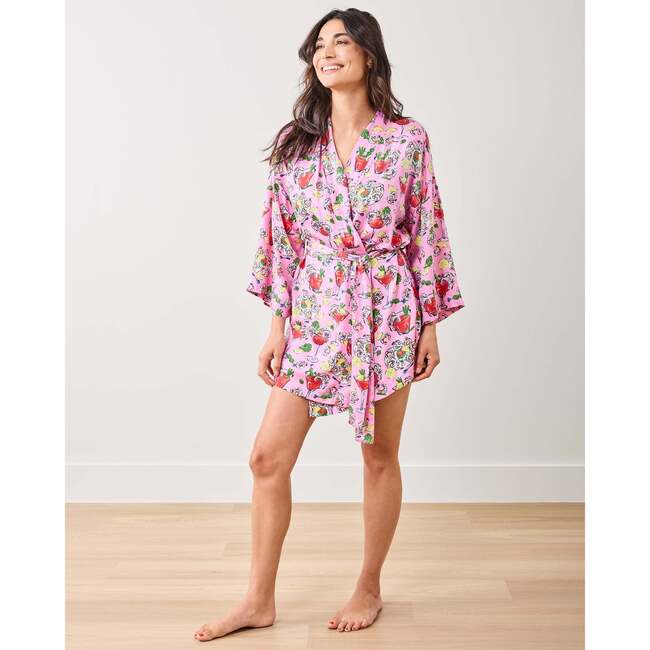 Shrimp Cocktail, Satin Glam Mini Robe, Parlor Pink - Robes - 2