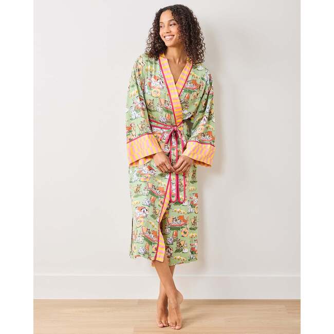 Palm Royale Pooches, Eco Satin Robe, Grasshopper - Robes - 3
