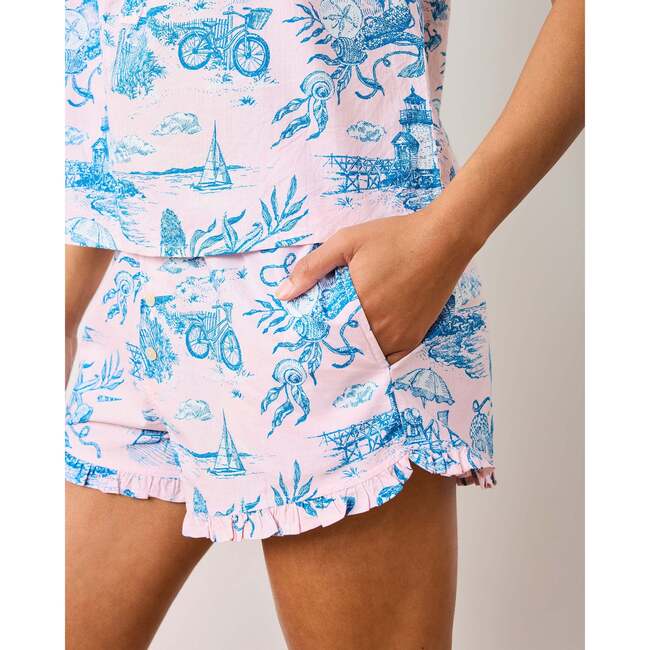 Mermaid Toile, Back To Bed Short Set, Blush