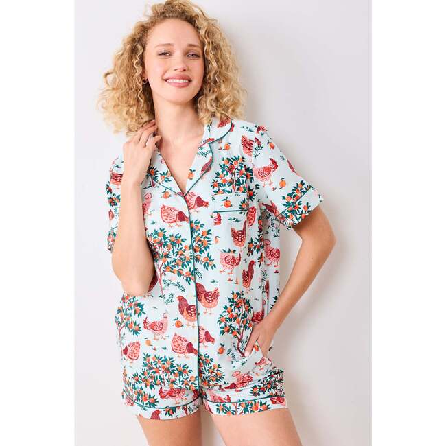 Hen House, Short PJ Set, Soft Blue