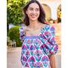 Geo Floral, Margot Blouse, Fuschia Cloud - Blouses - 2
