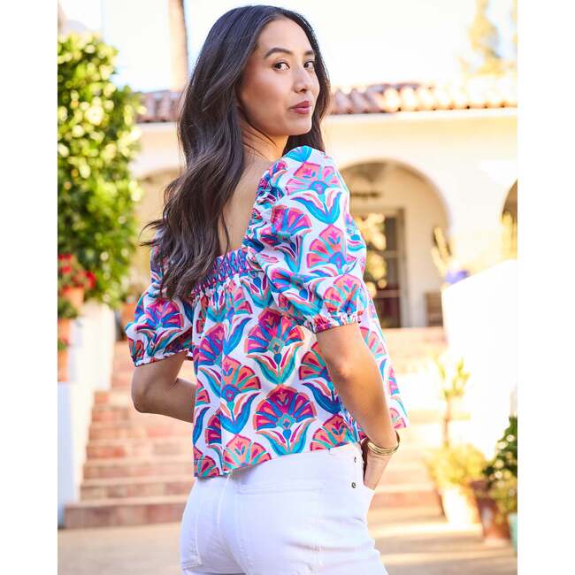 Geo Floral, Margot Blouse, Fuschia Cloud - Blouses - 3