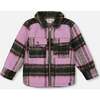 Zipped Plaid Overshirt, Mauve and Green - Jackets - 1 - thumbnail