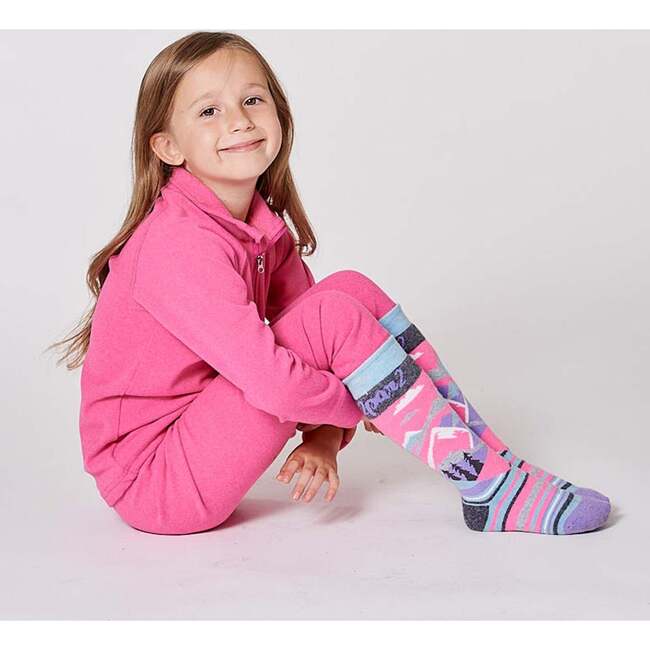 Winter Ski Socks with Merino Wool, Pink - Socks - 2