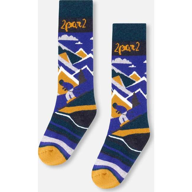Winter Ski Socks with Merino Wool, Deep Teal