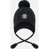 Winter Peruvian Knit Hat with Pompom and Lining, Black - Winter Hats - 1 - thumbnail