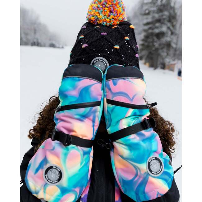 Winter Mittens Teknik, Pink and Blue Marble - Gloves - 2