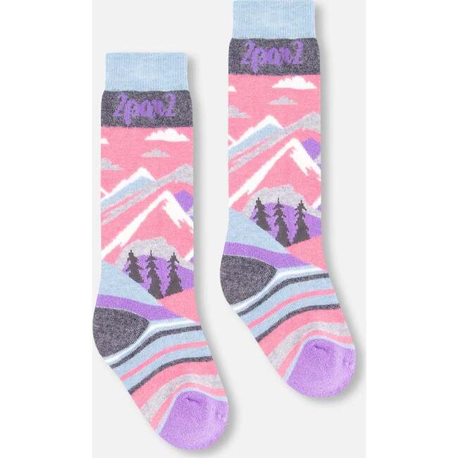 Winter Ski Socks with Merino Wool, Pink - Socks - 3