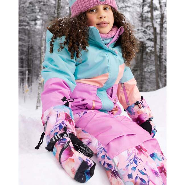 Winter Mittens Teknik, Pink Watercolor Flower Print - Gloves - 2