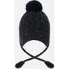 Winter Peruvian Knit Hat with Pompom and Lining, Black - Winter Hats - 2
