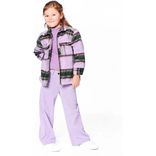 Zipped Plaid Overshirt, Mauve and Green - Jackets - 3