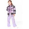 Zipped Plaid Overshirt, Mauve and Green - Jackets - 3