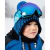 Winter Peruvian Knit Hat with Pompom and Lining, Black and Blue - Winter Hats - 2