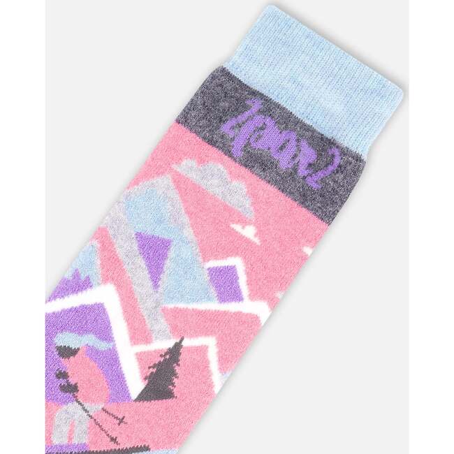 Winter Ski Socks with Merino Wool, Pink - Socks - 4