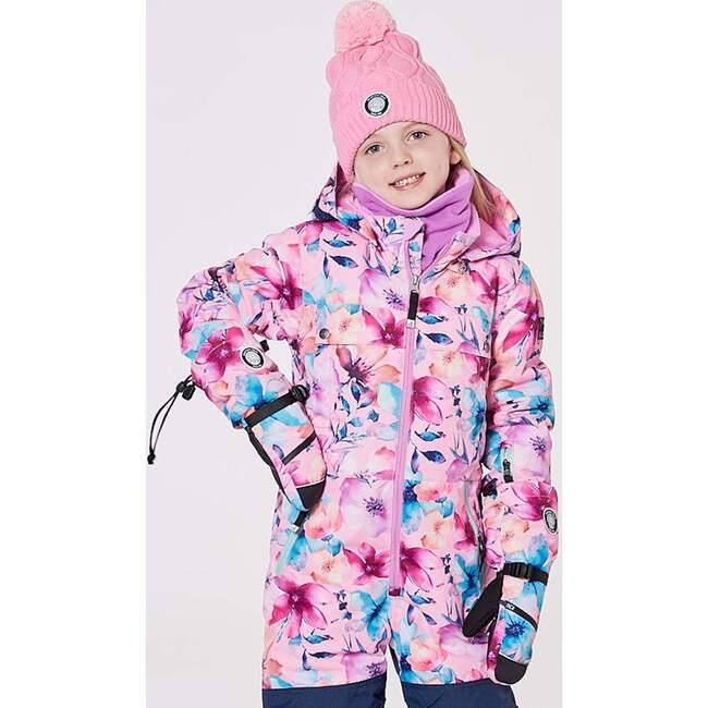 Winter Mittens Teknik, Pink Watercolor Flower Print - Gloves - 3