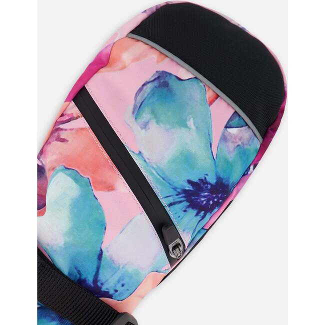Winter Mittens Teknik, Pink Watercolor Flower Print - Gloves - 4