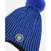 Winter Peruvian Knit Hat with Pompom and Lining, Black and Blue - Winter Hats - 5