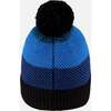 Winter Knit Hat with Pompom and Lining, Black and Blue - Winter Hats - 3