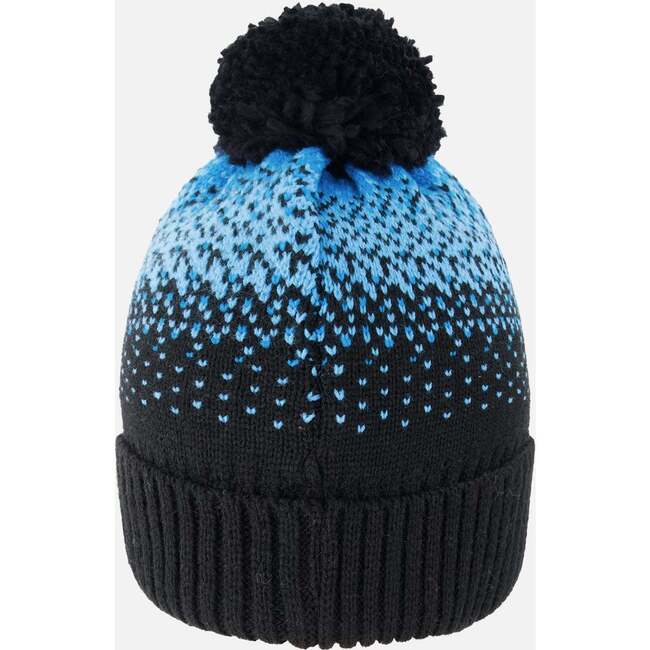Winter Knit Pompom Hat with Lining, Black and Blue - Winter Hats - 2