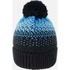 Winter Knit Pompom Hat with Lining, Black and Blue - Winter Hats - 2