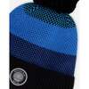 Winter Knit Hat with Pompom and Lining, Black and Blue - Winter Hats - 4