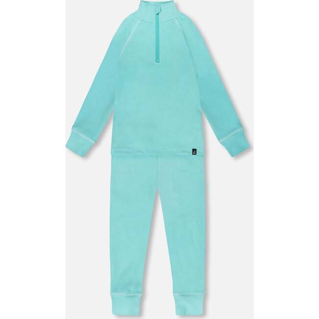 Two-Piece Thermal Underwear Set, Turquoise Blue