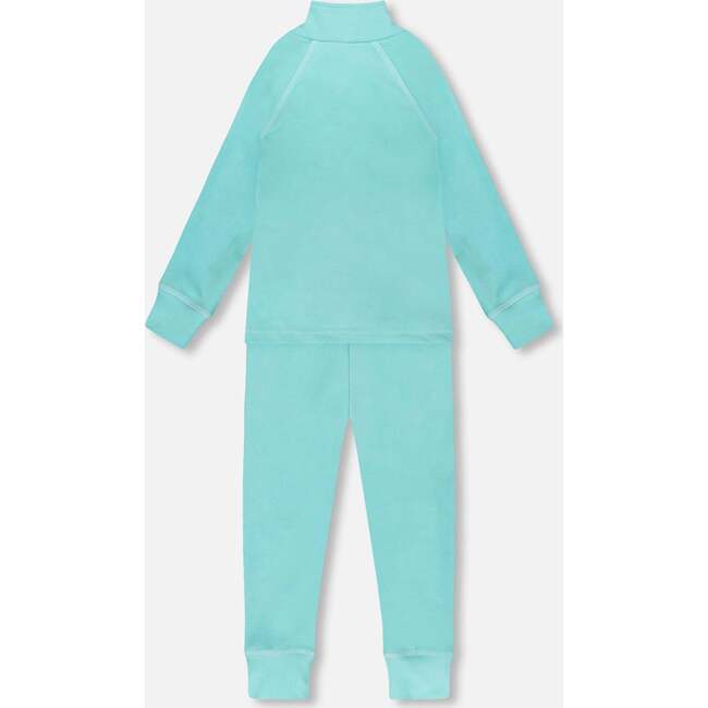 Two-Piece Thermal Underwear Set, Turquoise Blue - Underwear - 3