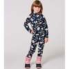 Two-Piece Thermal Underwear Set, Navy Flower Print - Underwear - 2