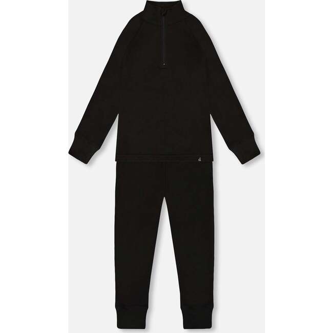 Two-Piece Thermal Underwear Set, Black