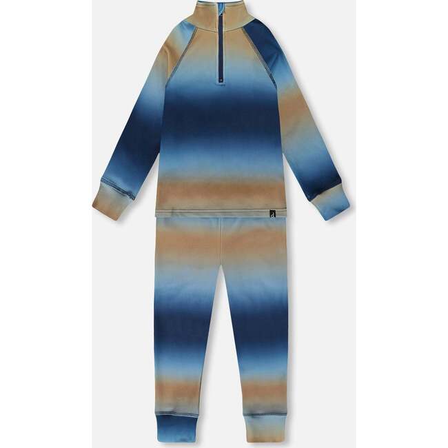Two-Piece Thermal Underwear Set Blue and Beige Gradient, Blue & Beige Gradient