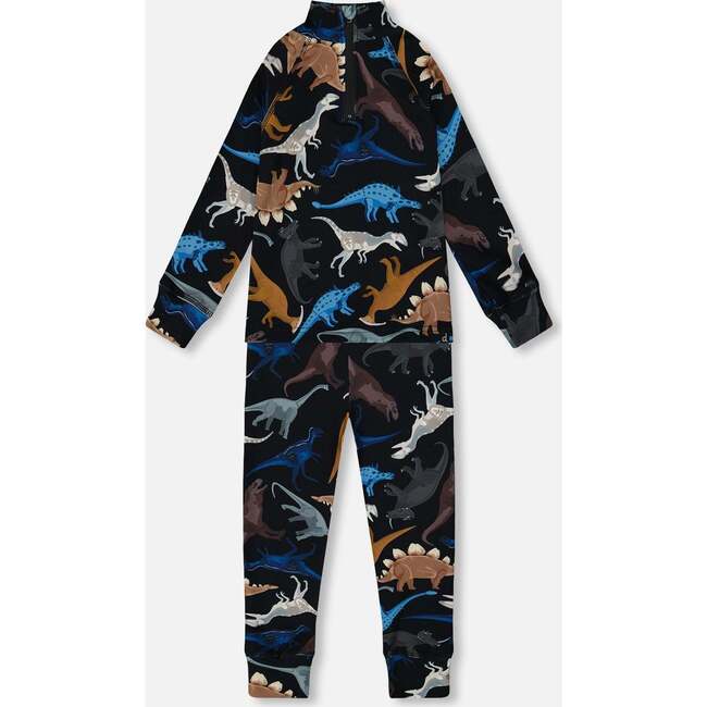 Two-Piece Thermal Underwear Seat, Black Dinosaur Print