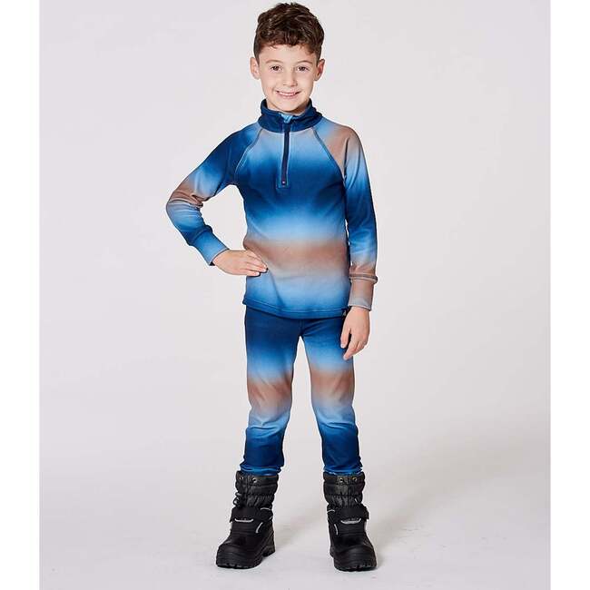 Two-Piece Thermal Underwear Set Blue and Beige Gradient, Blue & Beige Gradient - Underwear - 2