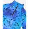 Two-Piece Thermal Underwear Set, Blue Gradient Dinosaur Print - Underwear - 4