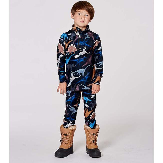 Two-Piece Thermal Underwear Seat, Black Dinosaur Print - Underwear - 2