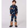 Two-Piece Thermal Underwear Seat, Black Dinosaur Print - Underwear - 2