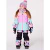 Two-Piece Teknik Snowsuit with Colorblocked Jacket, Pink Watercolor Flower Print - Snowsuits - 2