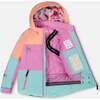 Two-Piece Teknik Snowsuit with Colorblocked Jacket, Pink Watercolor Flower Print - Snowsuits - 3