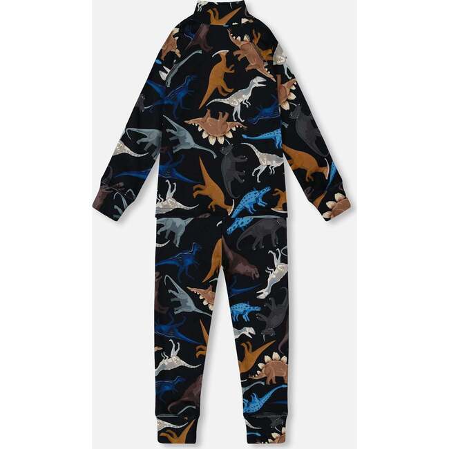 Two-Piece Thermal Underwear Seat, Black Dinosaur Print - Underwear - 3