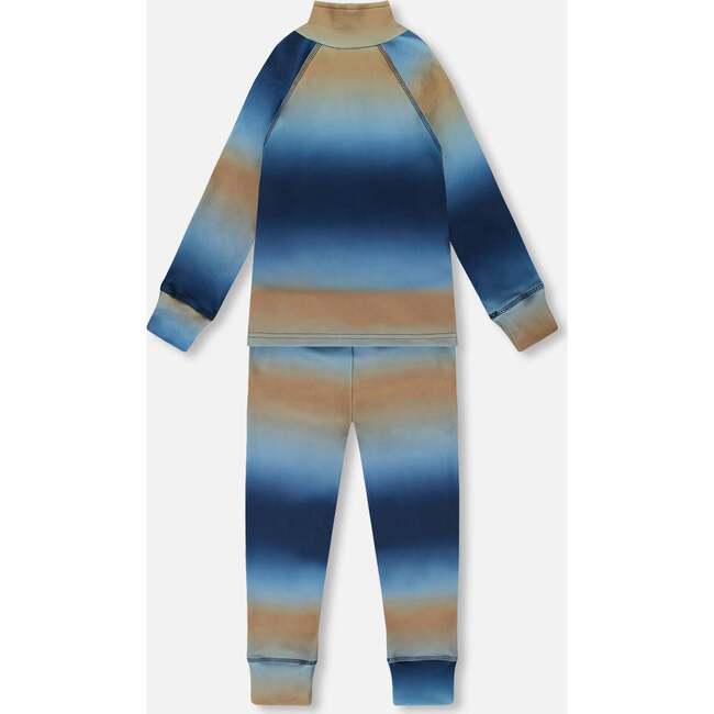 Two-Piece Thermal Underwear Set Blue and Beige Gradient, Blue & Beige Gradient - Underwear - 3
