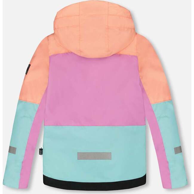 Two-Piece Teknik Snowsuit with Colorblocked Jacket, Pink Watercolor Flower Print - Snowsuits - 4