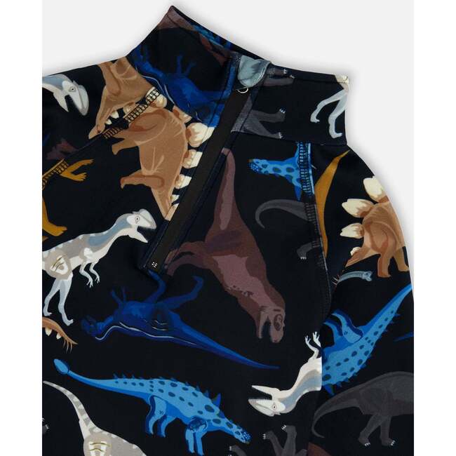 Two-Piece Thermal Underwear Seat, Black Dinosaur Print - Underwear - 4