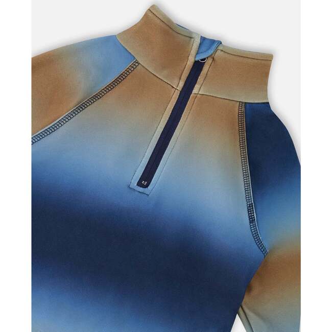 Two-Piece Thermal Underwear Set Blue and Beige Gradient, Blue & Beige Gradient - Underwear - 4