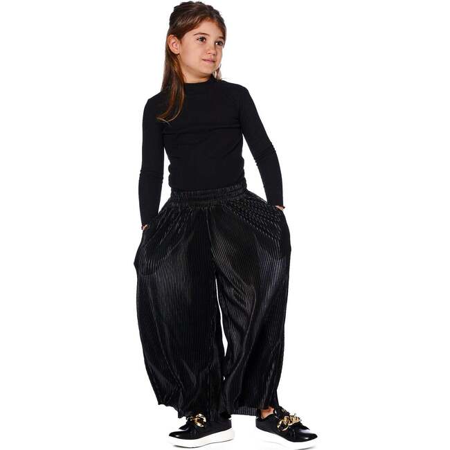 Wide Leg Pleated Pants, Black - Pants - 2