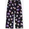 Wide Leg Fleece Pants, Black and Multicolor - Sweatpants - 1 - thumbnail