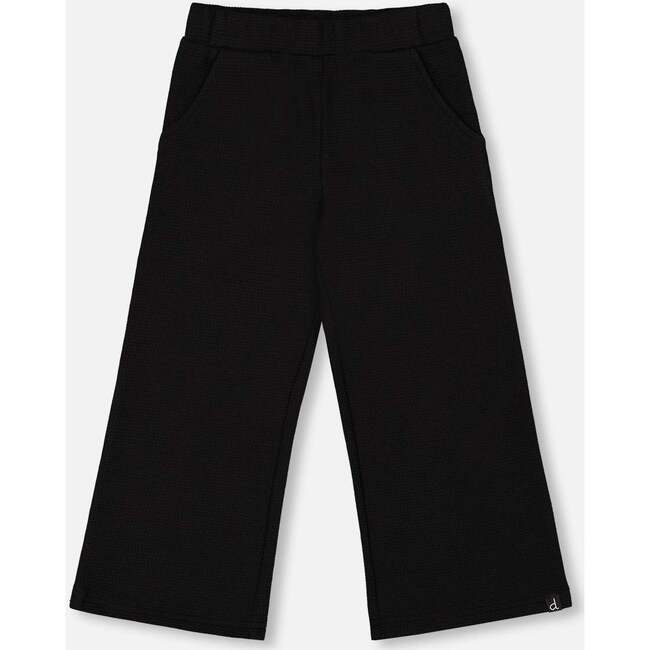 Waffle Flare Leg Pants, Black