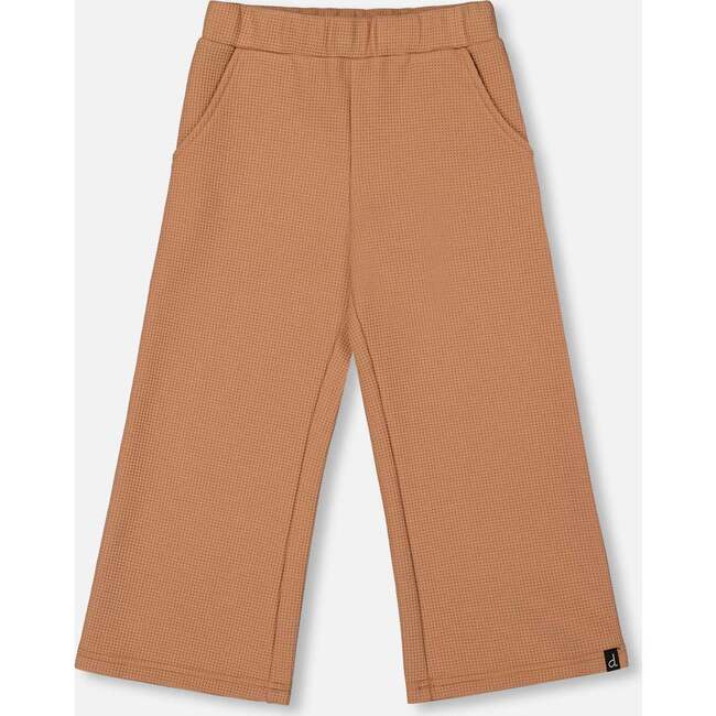 Waffle Flare Leg Pants Caramel Brown, Brown Caramel