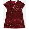 Velvet Short Sleeve Dress, Red - Dresses - 1 - thumbnail